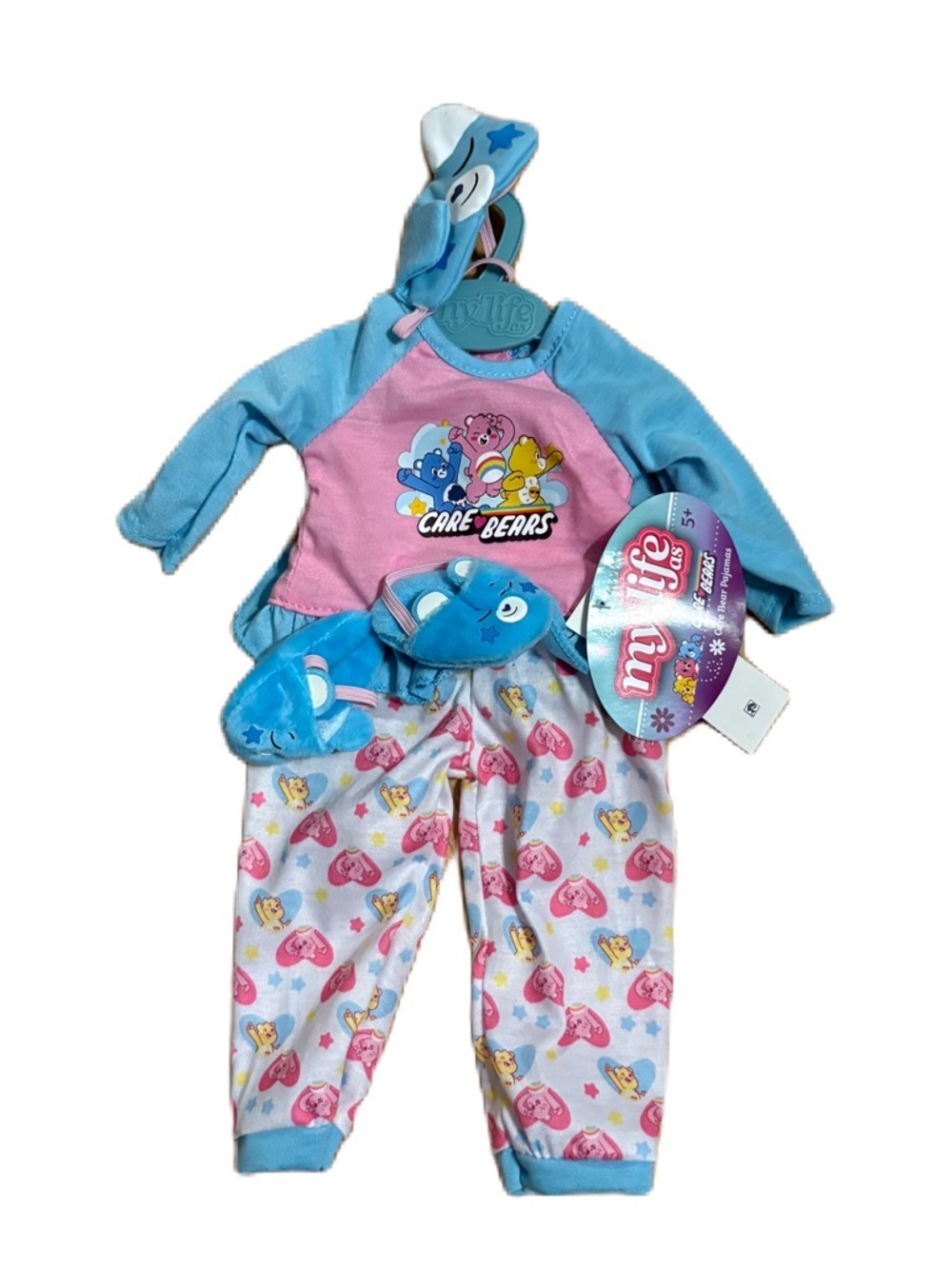 My Life Care Bears Blue & Pink Pajama Outfit for Dolls 18” Slippers NEW